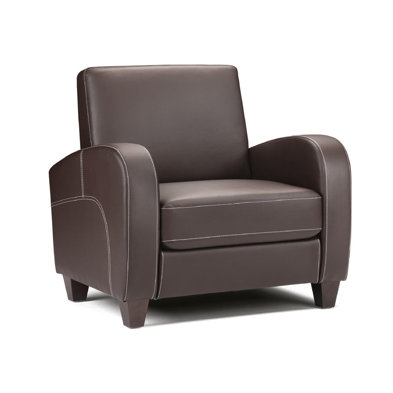 Brown leather armchair on a white background