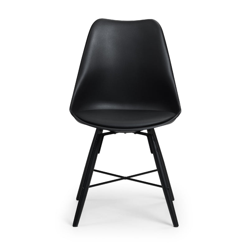 Black chair with wooden legs on a white background