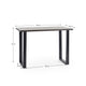 Gray table with dimensions labeled on a white background