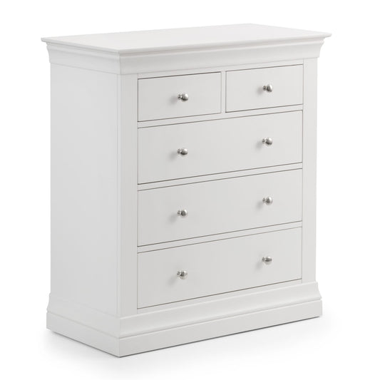 White dresser with multiple drawers on a white background