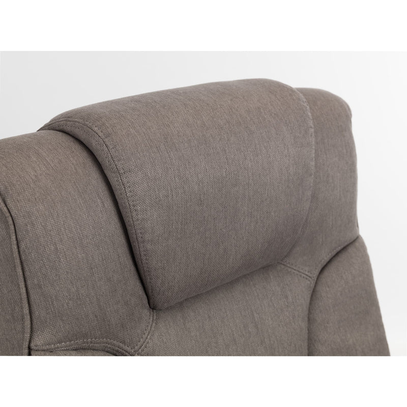 Gray upholstered headboard on a white background