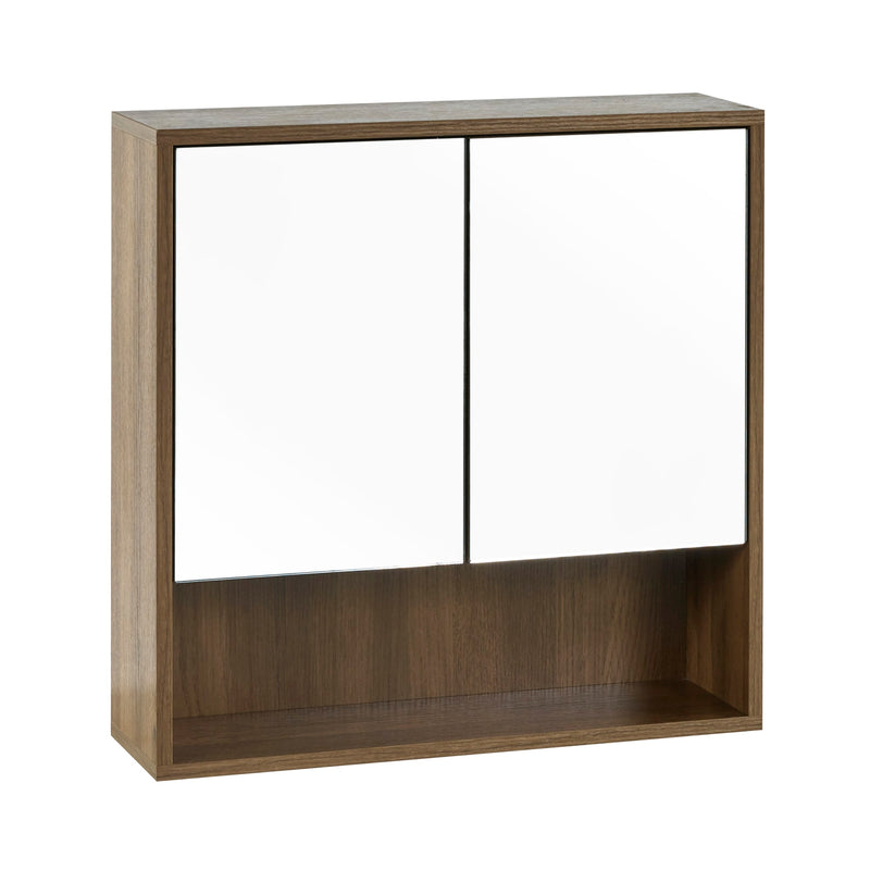 Wooden cabinet with glass doors on a white background
