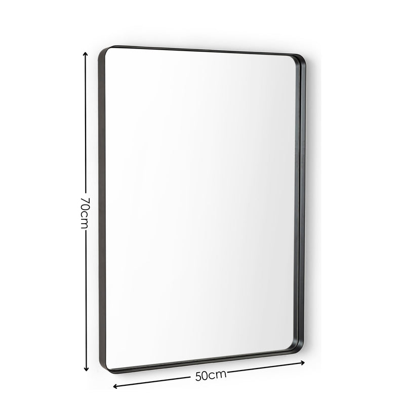 Rectangular mirror with dimensions indicated on a white background