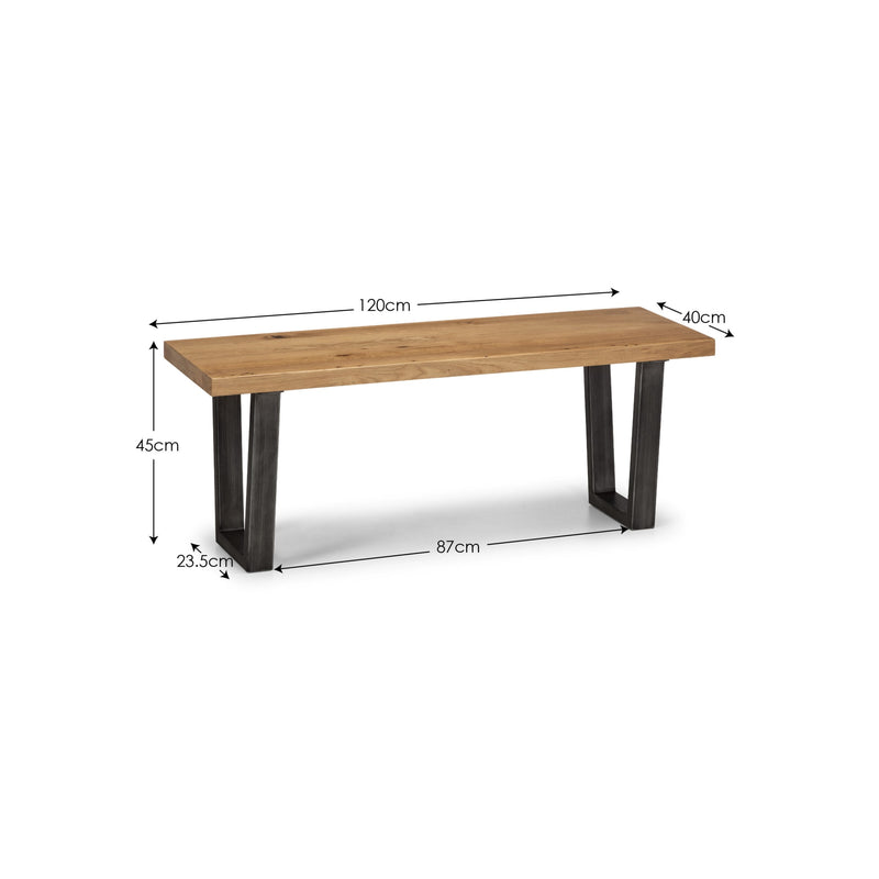 Wooden table with dimensions labeled on a white background
