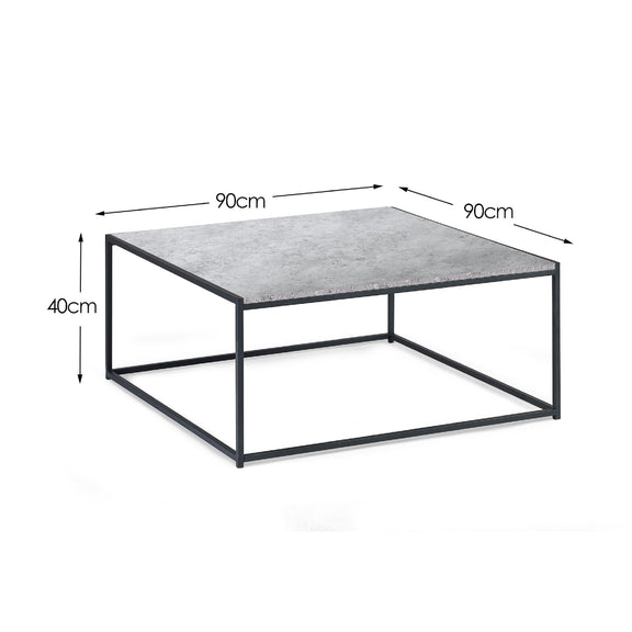 Square coffee table with dimensions labeled on a white background