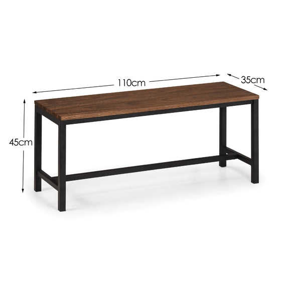 Wooden table with dimensions labeled on a white background