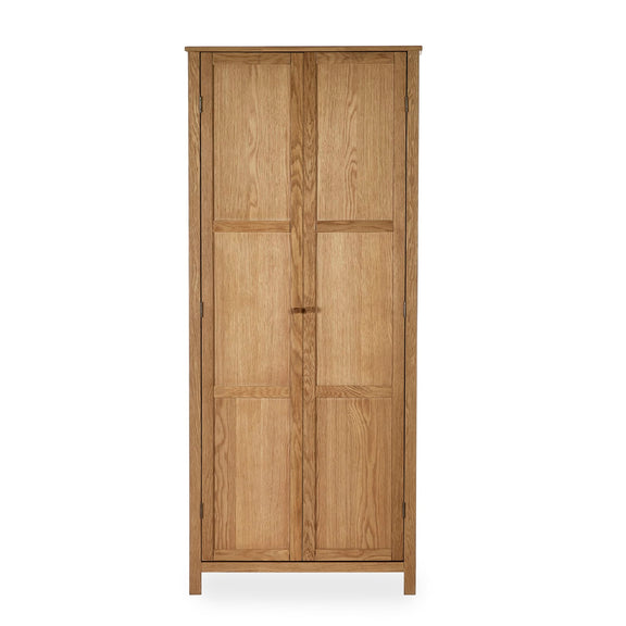 Wooden wardrobe with two doors on a white background