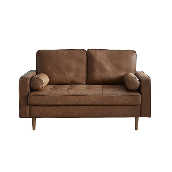Brown leather sofa on a white background