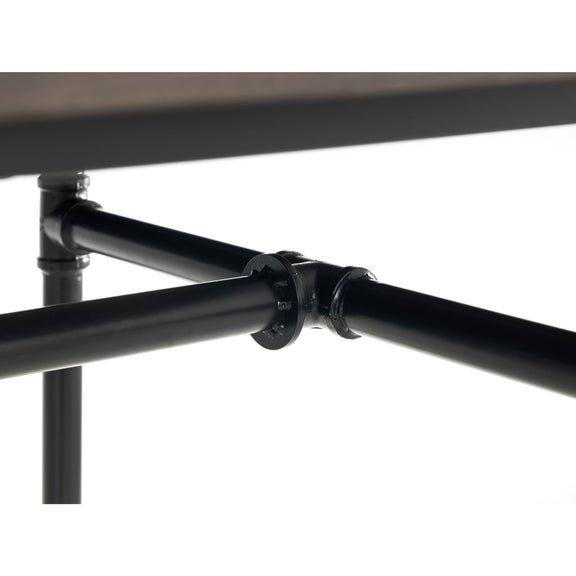 Close-up of black metal pipes on a white background