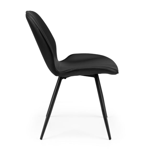Black chair with a minimalist design on a white background