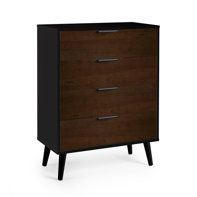 Wooden dresser with three drawers on a white background