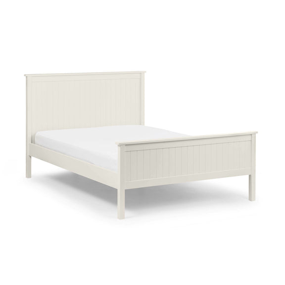 White wooden bed frame on a white background