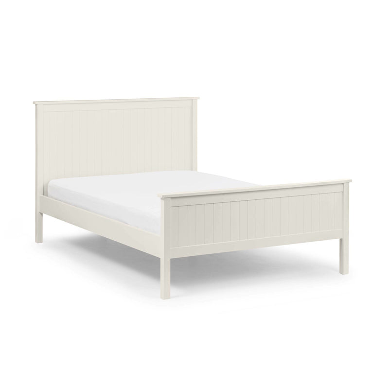 White wooden bed frame on a white background