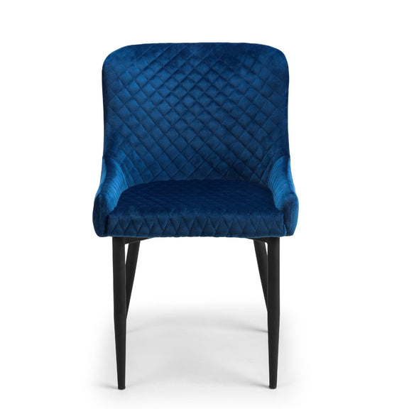 Blue quilted chair on a white background