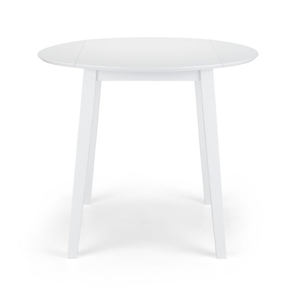 Round white table on a white background
