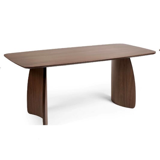 Wooden dining table on a white background