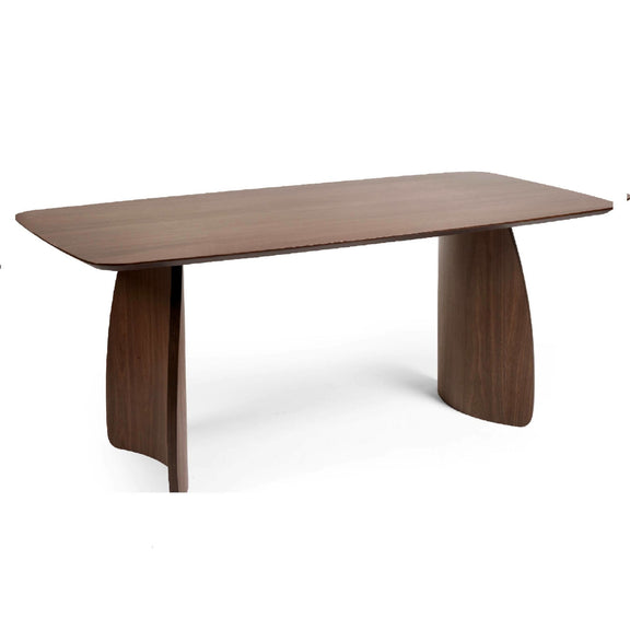 Wooden dining table on a white background