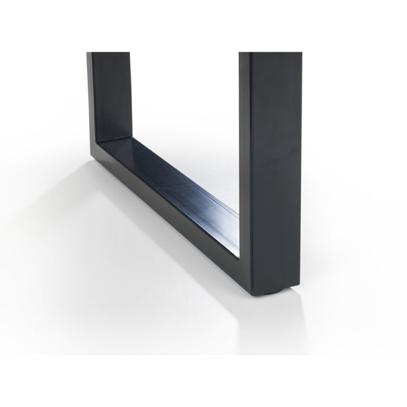 Black metal shelf on a white background