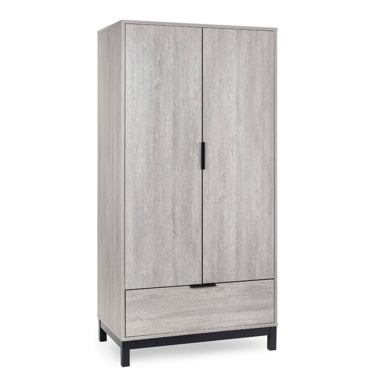 Wooden wardrobe with two doors on a white background