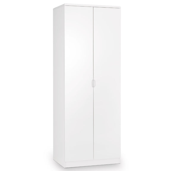 White wardrobe with two doors on a white background