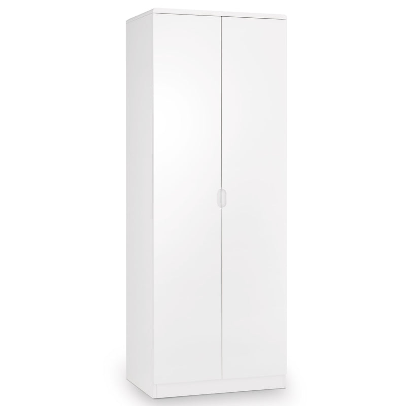 White wardrobe with two doors on a white background