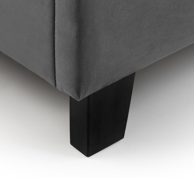 Gray upholstered furniture with a black leg on a white background