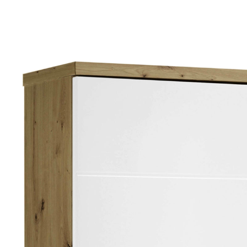 Wooden cabinet with white door on a white background