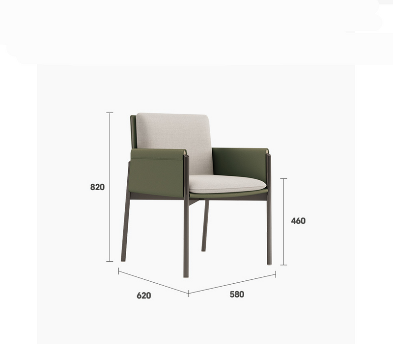 Italian Saddle Leather Dining Chair with Armrests – Modern Reception & Hotel Style – Custom Made Dining Chair