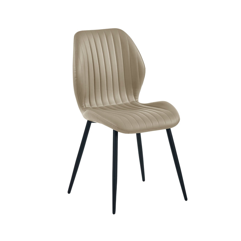 Beige chair with black legs on a white background