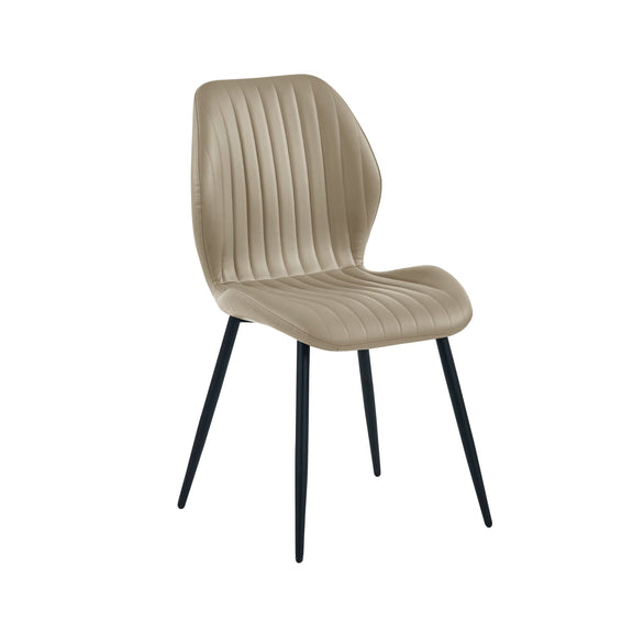 Beige chair with black legs on a white background