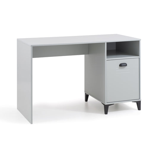 White office desk with a cabinet on a white background