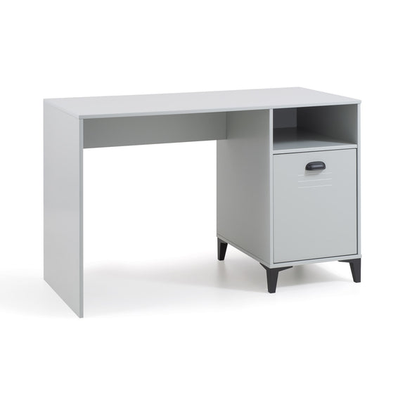 White office desk with a cabinet on a white background