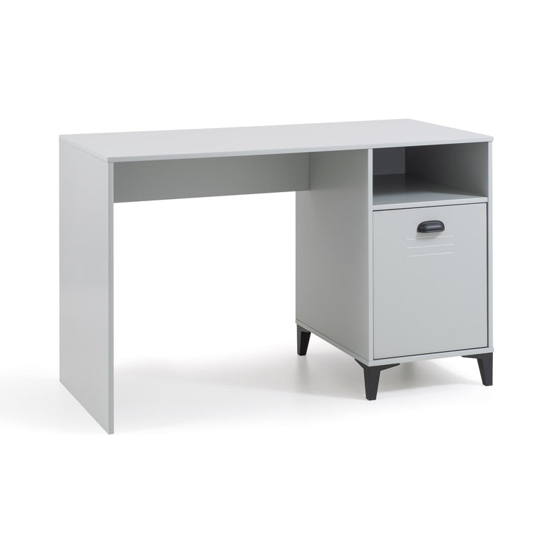 White office desk with a cabinet on a white background
