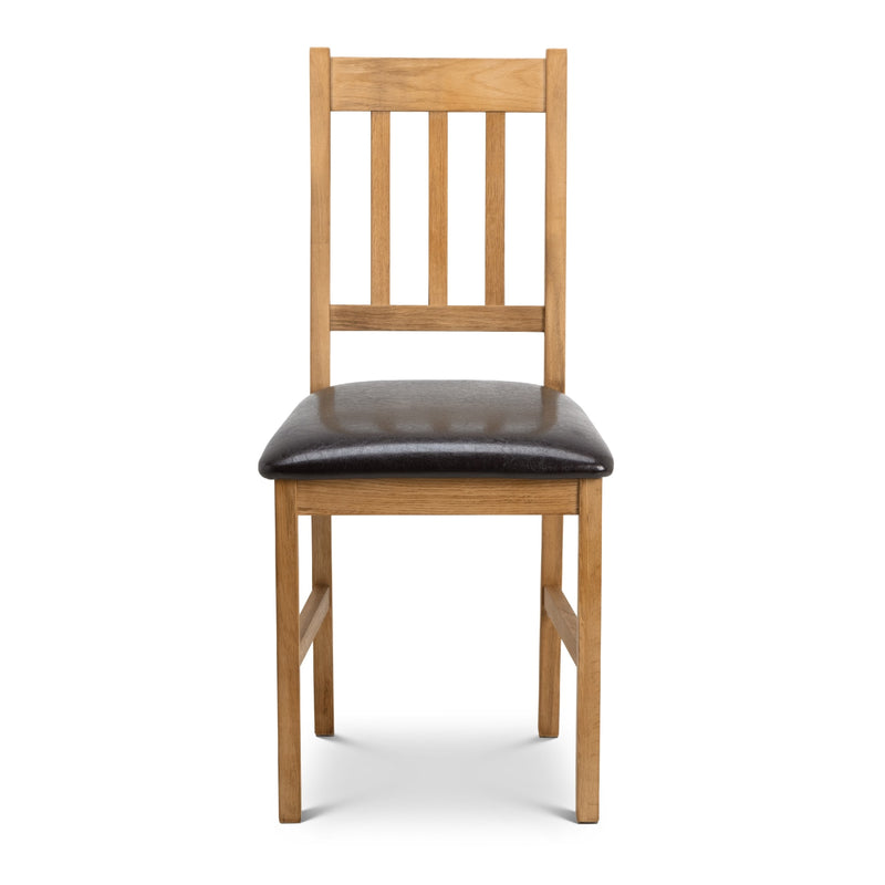 Wooden chair with a black cushion on a white background