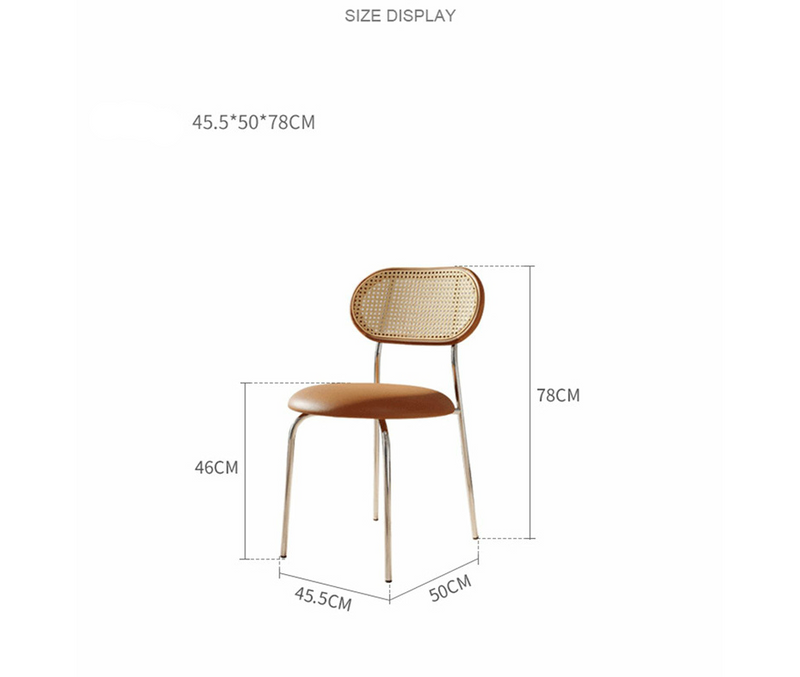 Vintage Rattan Dining Chair with Upholstered Seat – Wabi-Sabi Retro Café Style – Custom Made Dining Chair