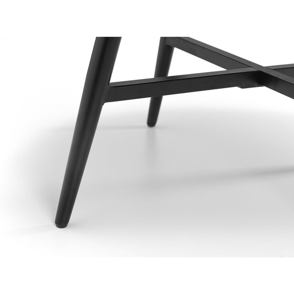 Black metal chair leg on a white background