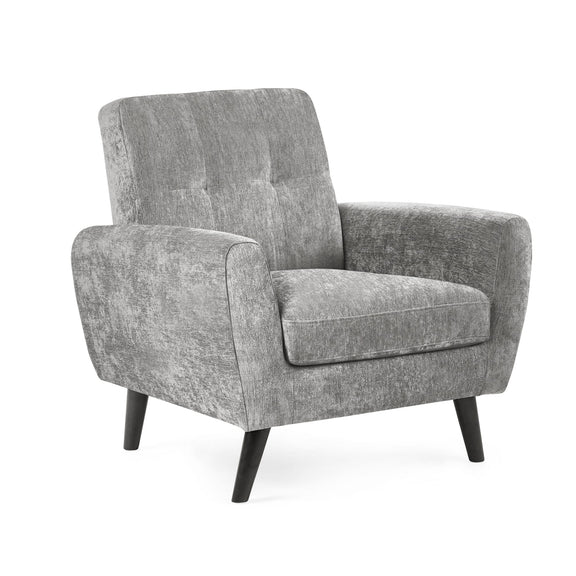 Gray armchair with black legs on a white background
