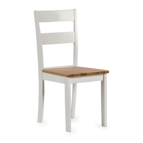 White chair with a wooden seat on a white background