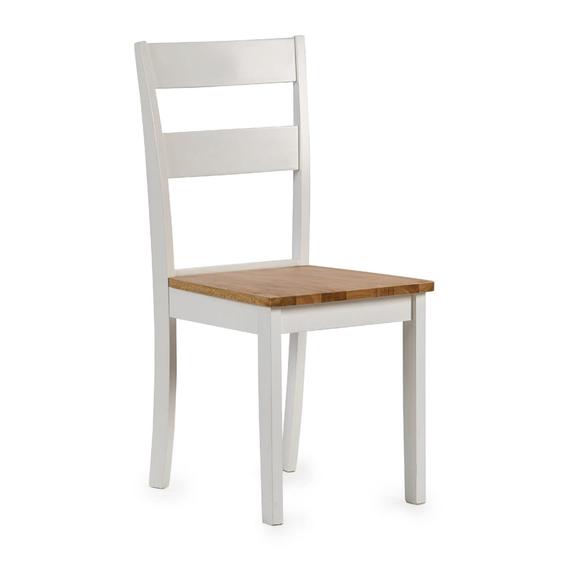 White chair with a wooden seat on a white background