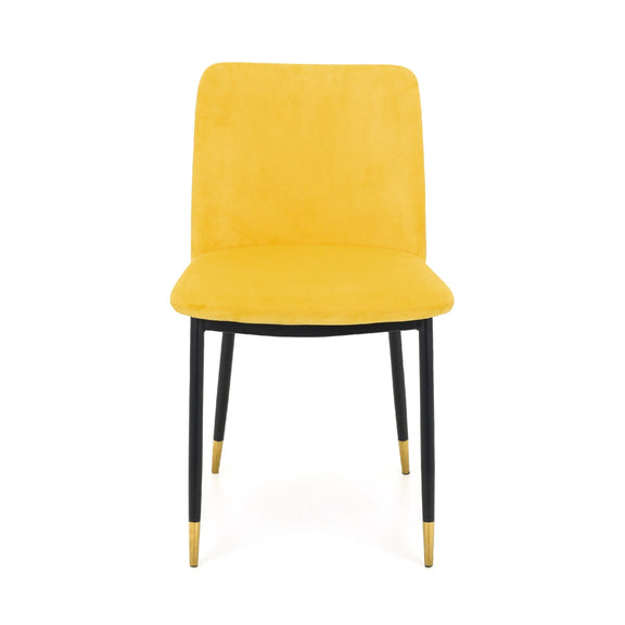 Yellow chair with black legs on a white background