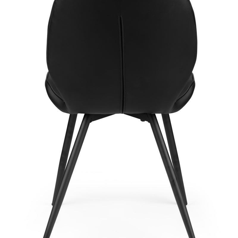 Black chair with a minimalist design on a white background