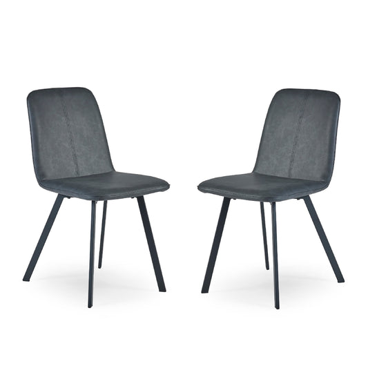 Two gray chairs with black legs on a white background