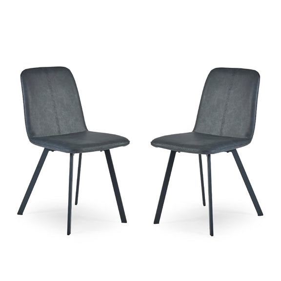 Two gray chairs with black legs on a white background