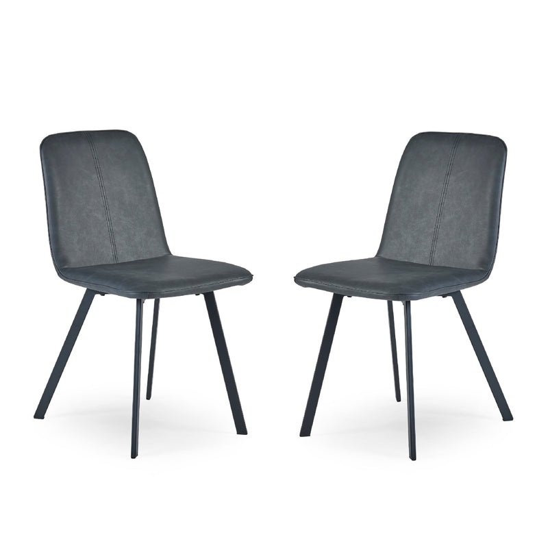 Two gray chairs with black legs on a white background