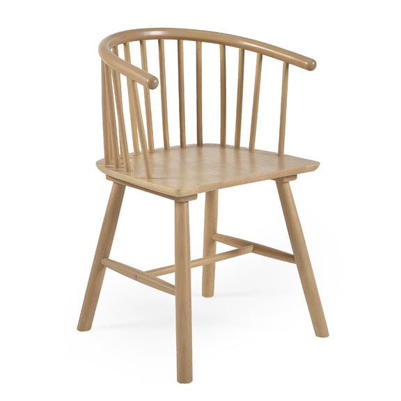 Wooden chair with curved backrest on a white background