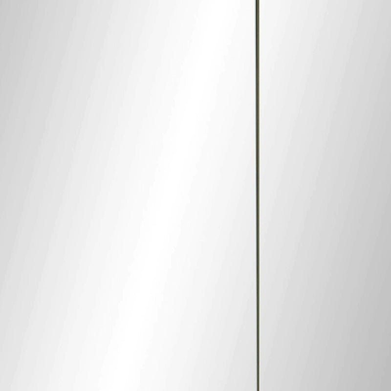 Two vertical mirrors with a thin gap between them on a white background
