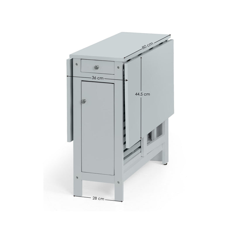 Small metal cabinet with dimensions indicated on a white background