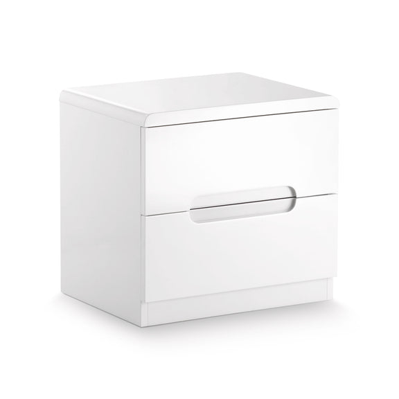 White nightstand with a drawer on a white background
