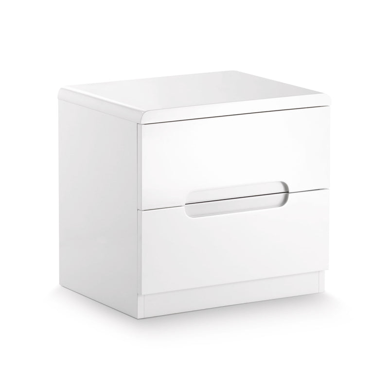 White nightstand with a drawer on a white background