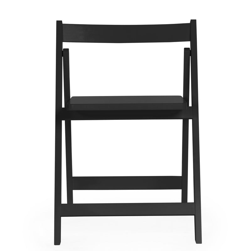 Black folding chair on a white background